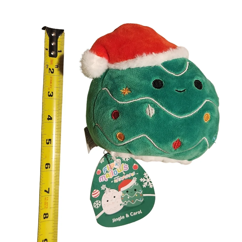 NWT Squishmallows 5in Flip-A-Mallow Green Tree w/Red Santa Hat To White Tree - Picture 5 of 5